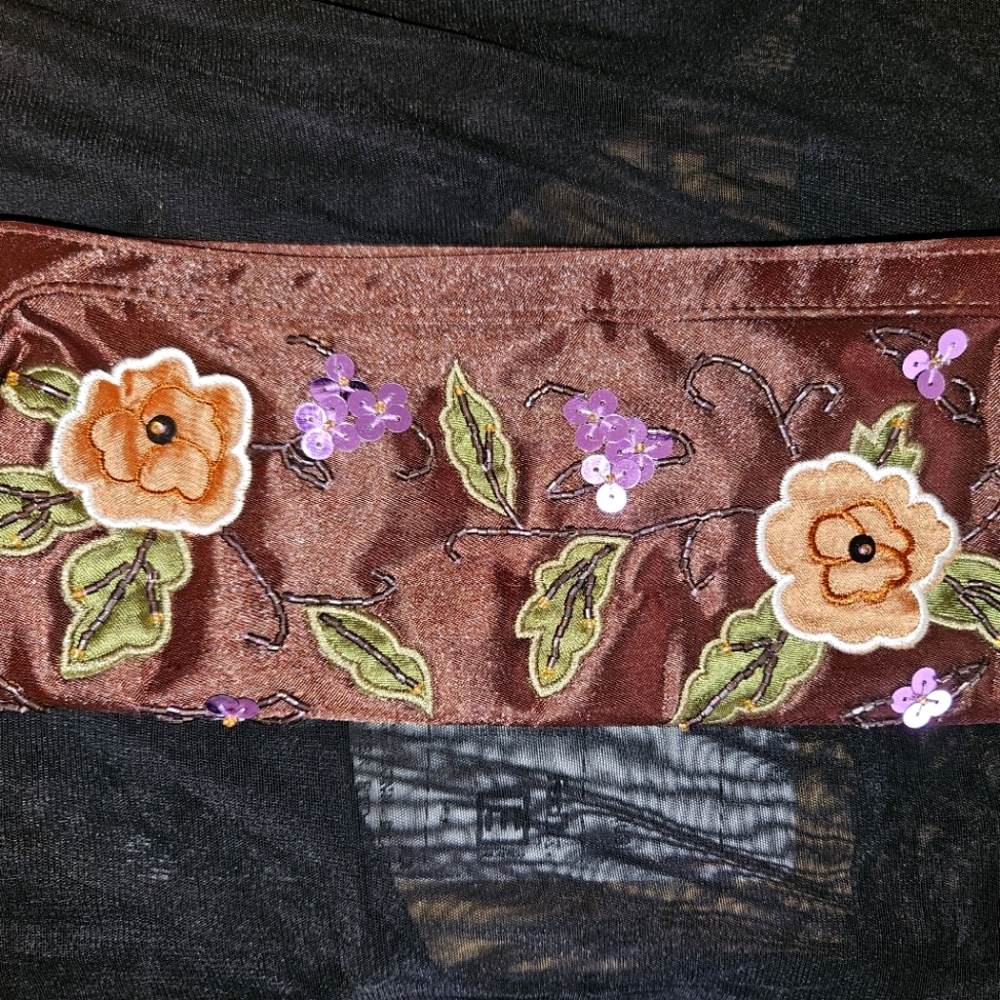 Brown and floral clutch/dinner purse